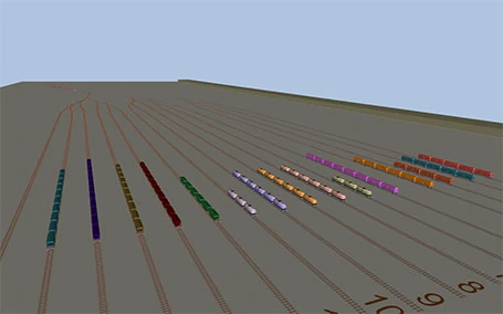 A computer generated image of many different colored pencils.